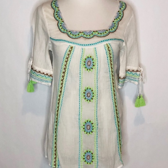 NWT LeTarte Cotton Embroidered Blouse small - Picture 6 of 6